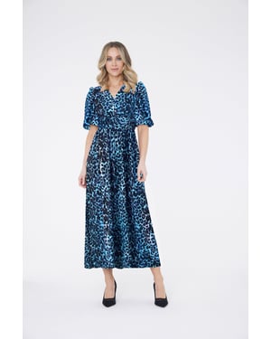 Vestido Evelyn Animal Print Azul