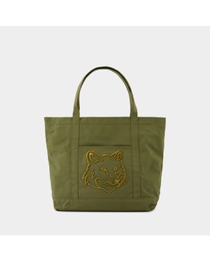 Bolsa de la compra grande Fox Head - Maison Kitsune - Algodón - Verde