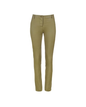 Pantalones ajustados de longitud completa en color verde oliva.