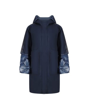 Parajumpers Joy Chaqueta De Plumas Larga Oversize Con Capucha Azul Marino