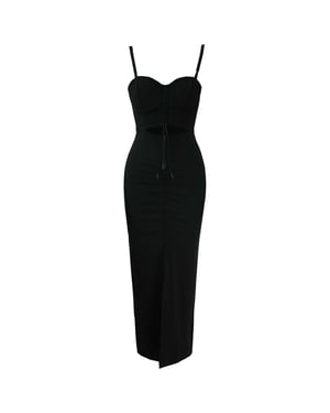 Puma x Rihanna Fenty Frente Ruchado Cortado Vestido negro para mujer 577296 01