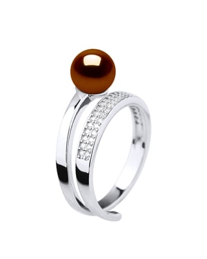 Ring Rush Ajustable Pearl de agua dulce Ronda 7-8 mm Joyería de oro 925