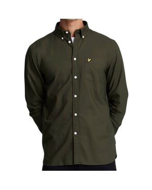 Camisa moteada de manga larga verde oscuro de Lyle & Scott