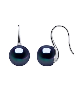 Pendientes ganchos de perlas de agua dulce de 9-10 mm botones blancos 925