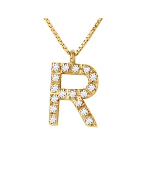 Collar ABC Diamonds 0.09 CTS Letra "R" de 18 quilates de oro amarillo