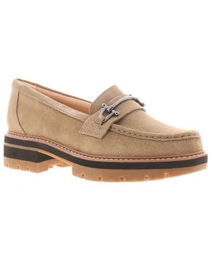 Zapatos planos para mujeres Clarks Orianna Bit de piel color beige