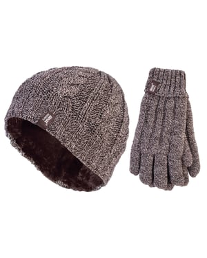 Calentadores - Set de gorro y guantes de invierno para mujer - Fawn