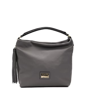 Bolso de Hombro de Cuero Gris para Mujer Pompei Donatella