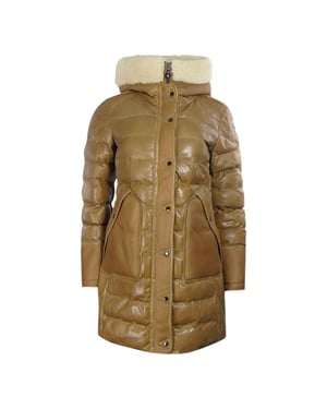 Parajumpers Demi Special Chaqueta De Plumas De Cuero Larga Marrn