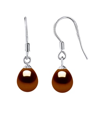 Pendientes ganchos perlas de agua dulce de 7-8 mm Pears 925