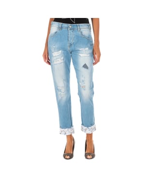 Pantalon Tejano Largo corte del bajo recto 10DBF0667 mujer