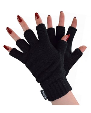 Guantes térmicos sin dedos para mujer | THMO | Guantes de invierno con forro polar suave Thinsulate para mujer - Negro