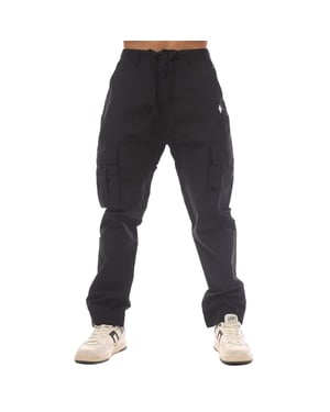 Pantalones cargo CROSS de nailon con cordón ajustable en el tobillo en negro