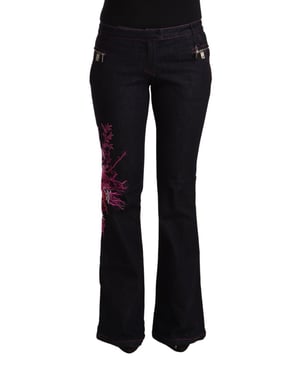 Jeans de mezclilla acampanados de algodón elástico negro de mujer Exte de tiro medio