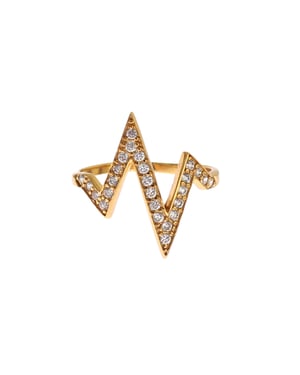 Anillo Nialaya de Plata 925 Dorada para Mujeres con CZ Claro de 18K