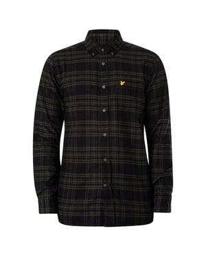 Camisa de franela de cuadros verde musgo de manga larga de Lyle & Scott