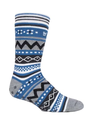 Calcetines térmicos antideslizantes para hombre con dibujo nórdico y pinzas de agarre