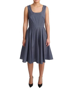 Vestido de algodón azul con lunares para mujer de Dolce & Gabbana, corte A, elástico