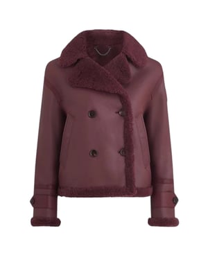 Belstaff Cedar Redwood chaqueta de cuero de sherling burdeos