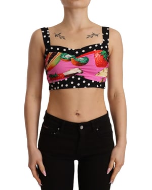 Top de Sito de Seda Multicolor con Estampado de Frutas de Lunares para Mujer de Dolce & Gabbana