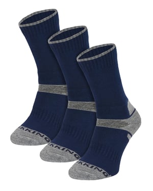 3 Pair Multipack Kids Merino Wool Hiking Socks | Calcetines ligeros anti ampollas para niños y niñas - Azul marino
