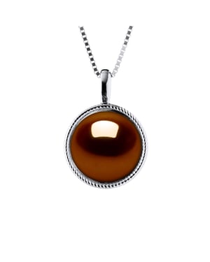 Collar aura perla de agua dulce 9-10 mm negro 925