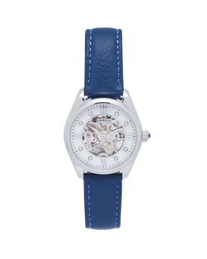 Reloj automático Empress Magnolia MOP con esfera esquelética y correa de cuero