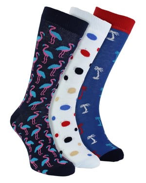 HS by Happy Socks - Pack de 3 calcetines de vestir con vibraciones veraniegas para hombre - Palmeras