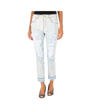 Pantalon Tejano Largo corte del bajo recto 10DBF0667 mujer