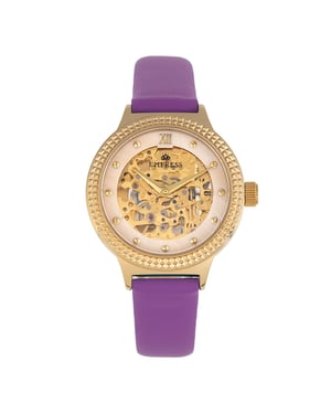 Reloj automático Empress Alice con correa de cuero y esfera esquelética MOP