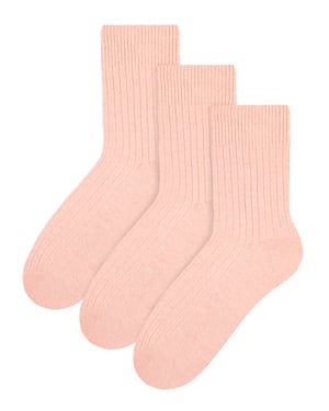 3 Pares de Calcetines de Lana para Mujer - Rosa Claro