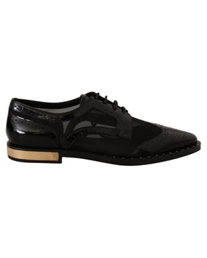 Zapatos de tacón con alas transparentes de cuero negro para mujer de Dolce & Gabbana