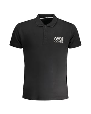 Camiseta Polo Negra con Logo Audaz de Cavalli Class