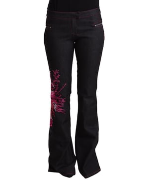 Jeans de mezclilla acampanados de algodón elástico negro de mujer Exte de tiro medio