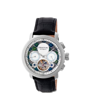 Reloj de Hombre Heritor Automático Aura con Correa de Cuero Semi-Esqueleto