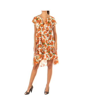 Vestido de manga corta y ancha con cuello en pico LWD008 mujer