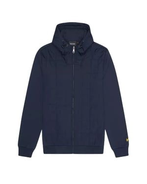 Sudadera con capucha y cremallera azul marino acolchada híbrida de Lyle & Scott