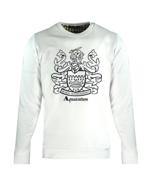 Sudadera blanca con cuello redondo y escudo grande Aquascutum