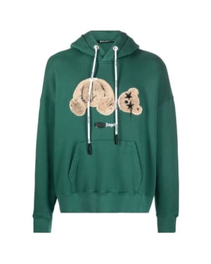 Palm Angels Kill The Bear Logo sudadera con capucha verde bosque