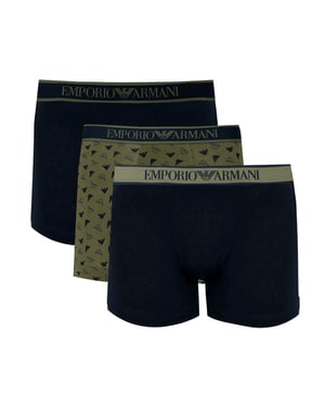 Emporio Armani boxeadores 3 Pack del hombre verde, azul oscuro