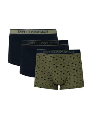 Emporio Armani boxeadores 3 Pack del hombre verde, azul oscuro
