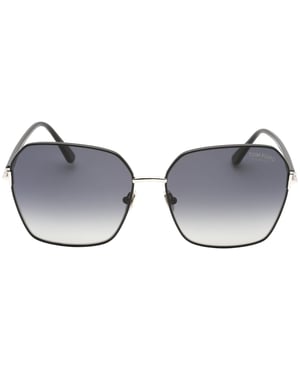 Tom Ford Claudia-02 Gafas de sol negras brillantes con lentes polarizadas ahumadas