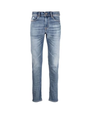 Diesel 1979 Sleenker Vaqueros lisos de mezclilla azul claro descoloridos