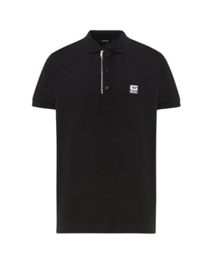 Diesel T-Harry polo negro con cierre de cremallera
