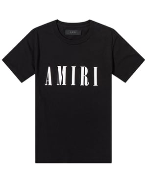 Amiri camiseta negra con logo de marca grande