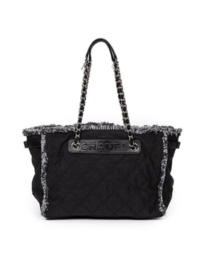 Horizontal Tweed Fringe Chain Tote  Bolso bandolera