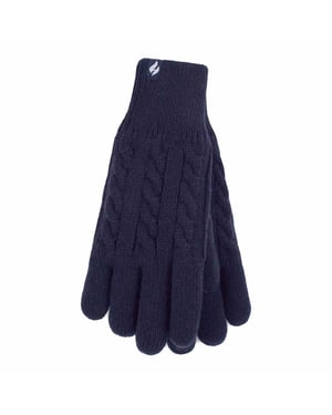 Guantes térmicos de invierno de mujer de punto por cable con forro polar de 2,3 Tog