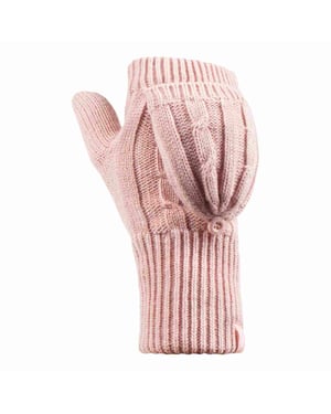 Señoras de punto de cable 2.3 Tog invierno térmico sin dedos Convertidor Guantes