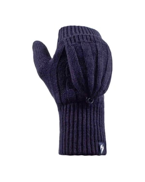Señoras de punto de cable 2.3 Tog invierno térmico sin dedos Convertidor Guantes