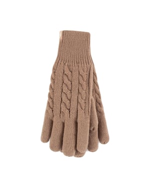 Guantes térmicos de invierno de mujer de punto por cable con forro polar de 2,3 Tog